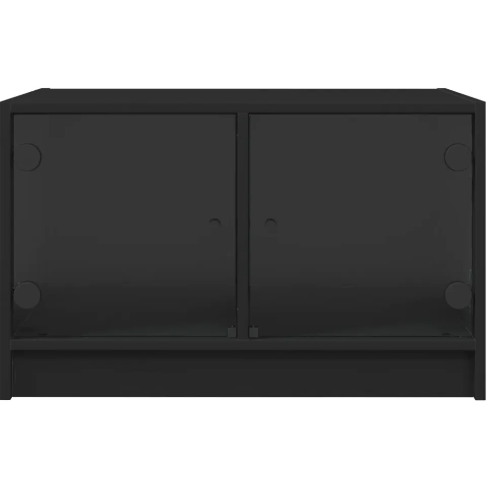 vidaXL Salontafel met glazen deuren 68x50x42 cm zwart, foto 4