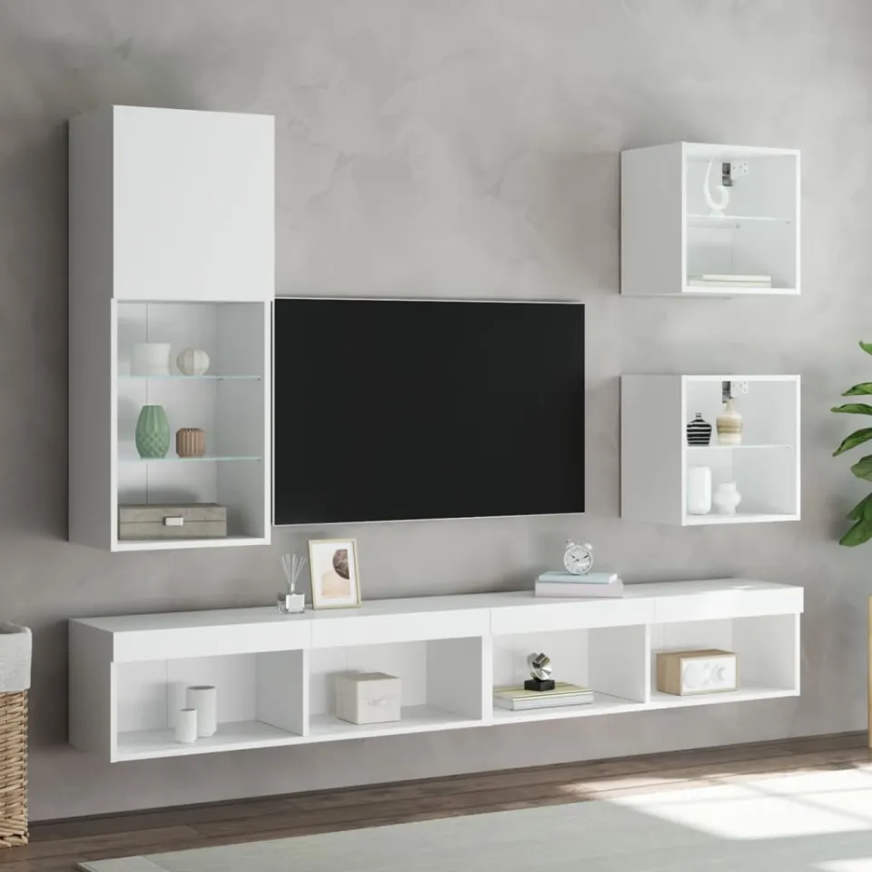 vidaXL Tv-meubel met LED-verlichting 40,5x30x102 cm wit, foto 2