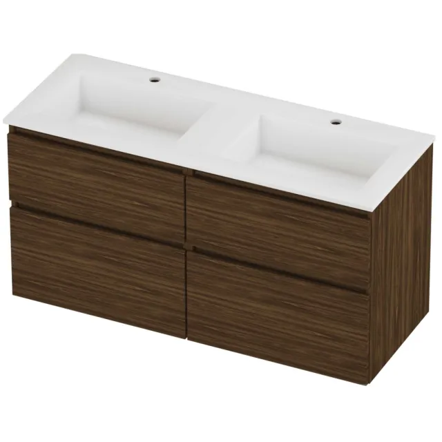 Proline Aristo Badmeubelset Polystone Elegant 4 Laden 120x46x62 cm Mat White Cabana Oak Eiken