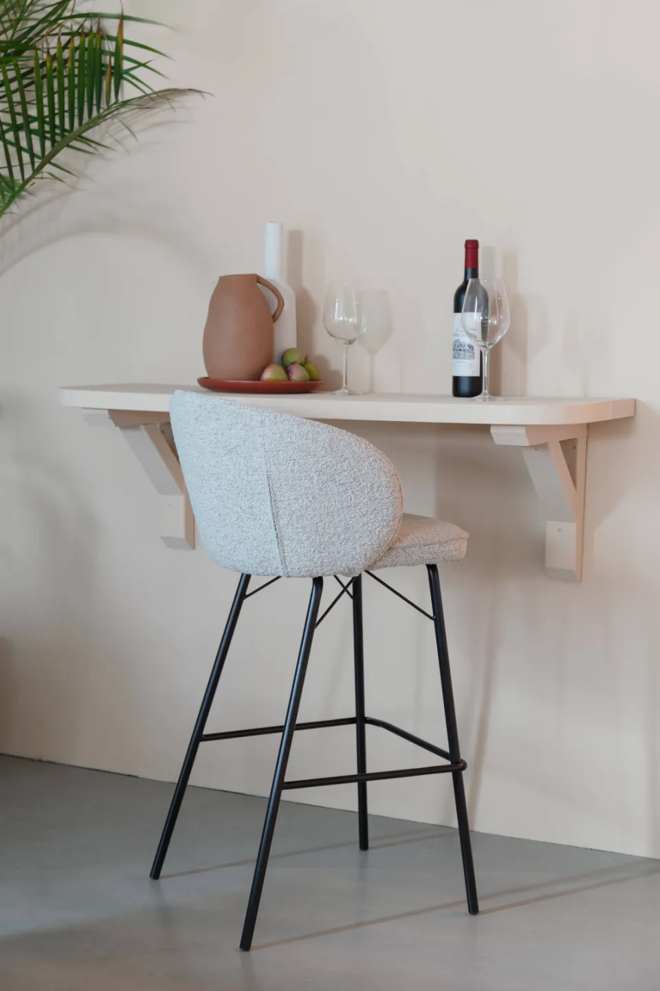 Housecraft Living Joa barkruk met rugleuning bouclé beige, foto 6