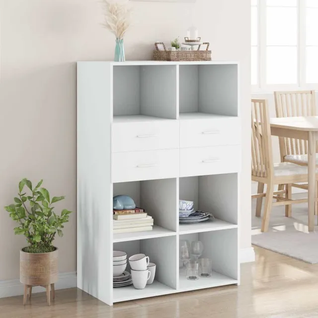 vidaXL Hoge kast 80x42,5x124 cm bewerkt hout wit, foto 2