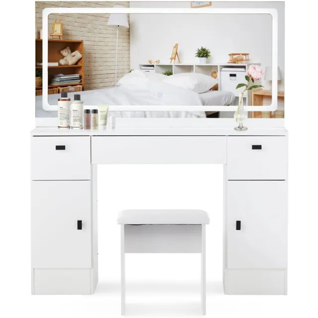 DailySupplies® Make Up Tafel met Spiegel - Kaptafel voor Meisjes - Hollywood Spiegel met Verlichting Wit