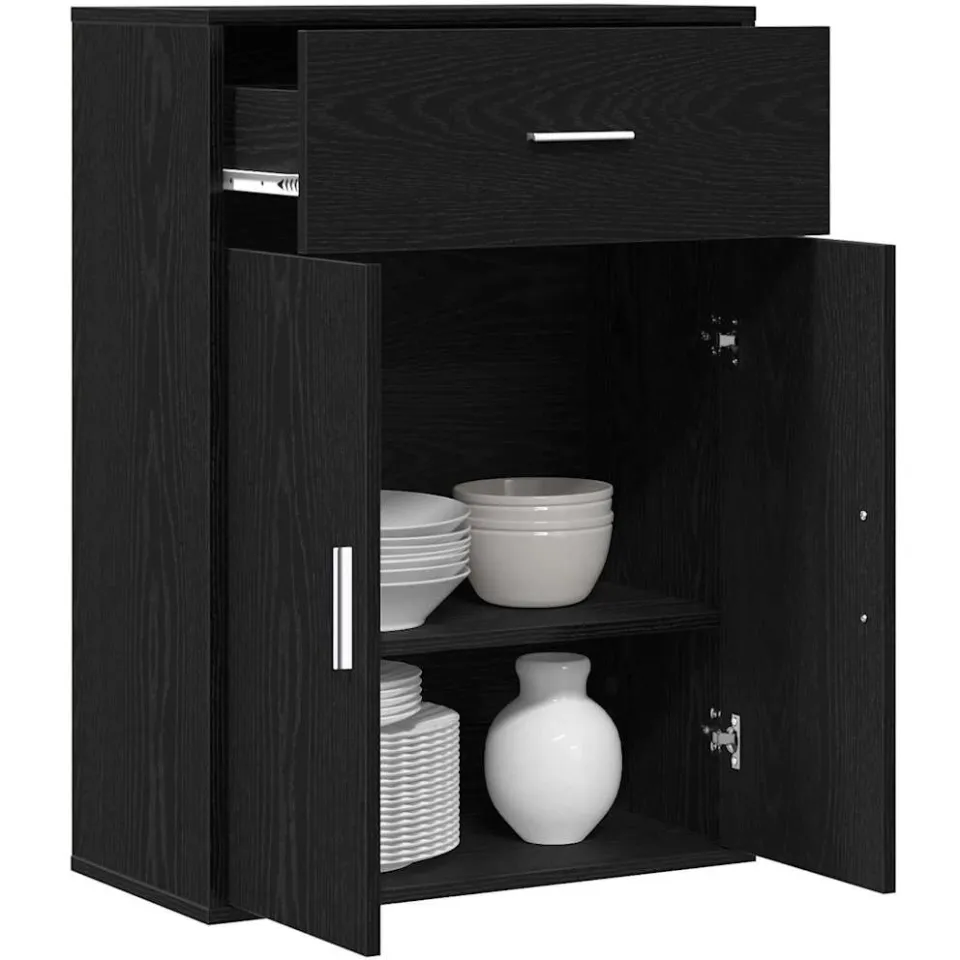 vidaXL Dressoir Zwart Eiken 60 x 30 x 84 cm Bewerkt hout