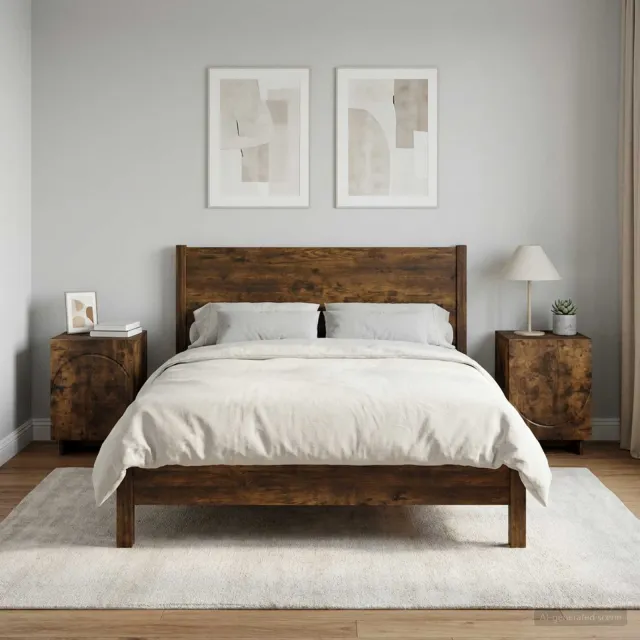 vidaXL Nachtkastje 2 st Gerookt eiken 33,5 x 34,5 x 50 cm Bewerkt hout, foto 2