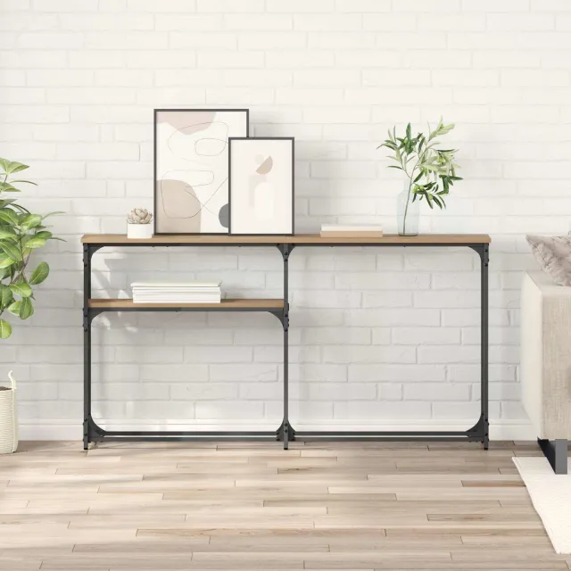 vidaXL Consoletafel Artisan Eiken 145 x 22,5 x 75 cm Bewerkt hout, foto 2