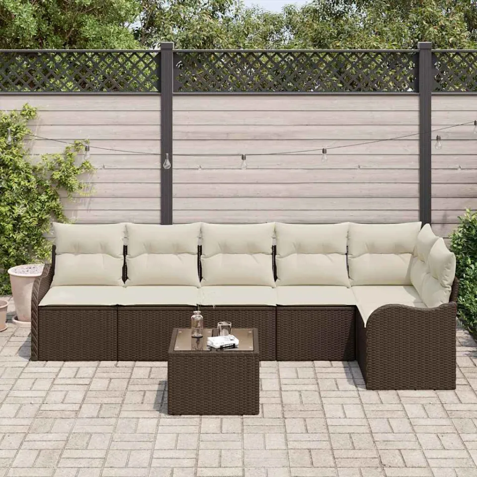 vidaXL Tuin Sofa Set 7 st Grijs poly rattan, foto 3