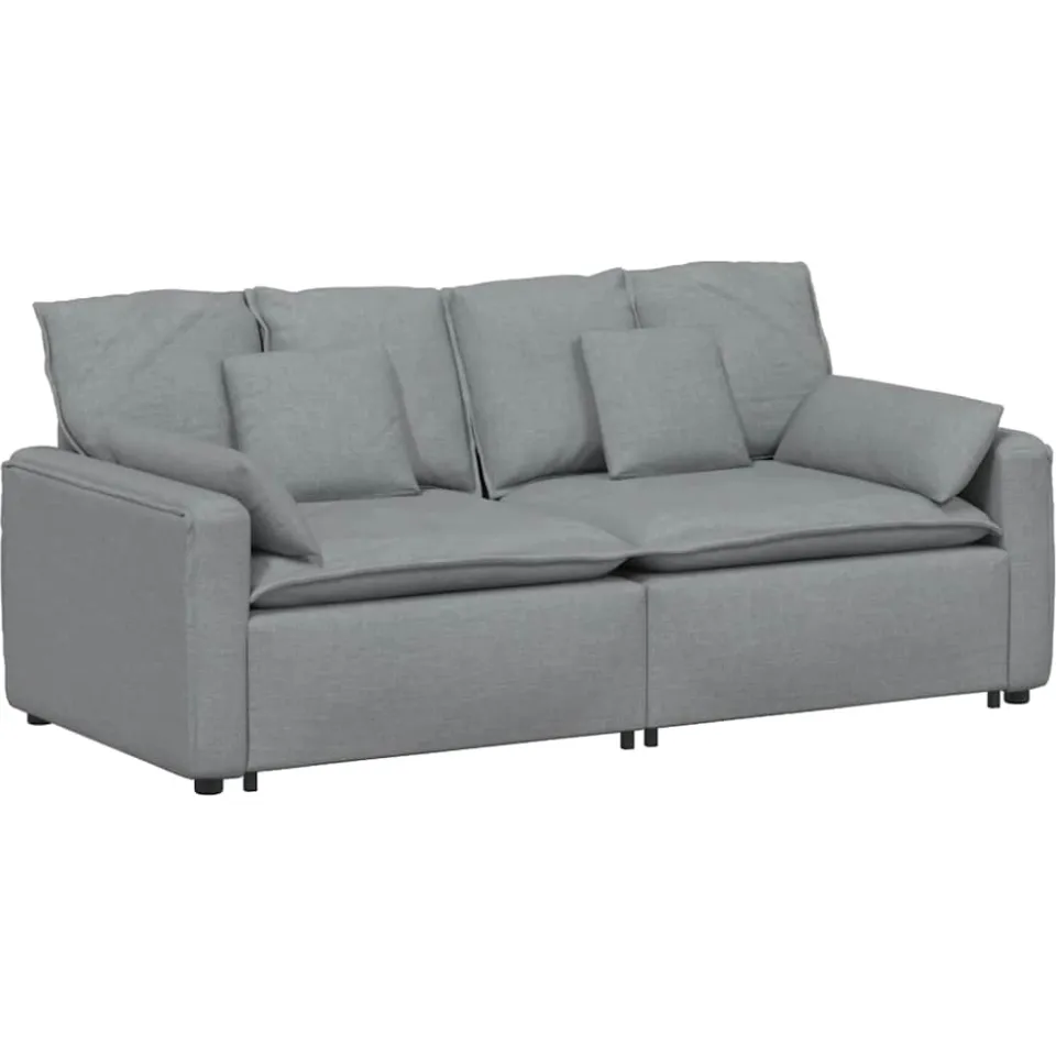 vidaXL Modulaire bank met kussens lichtgrijs grijs, foto 3