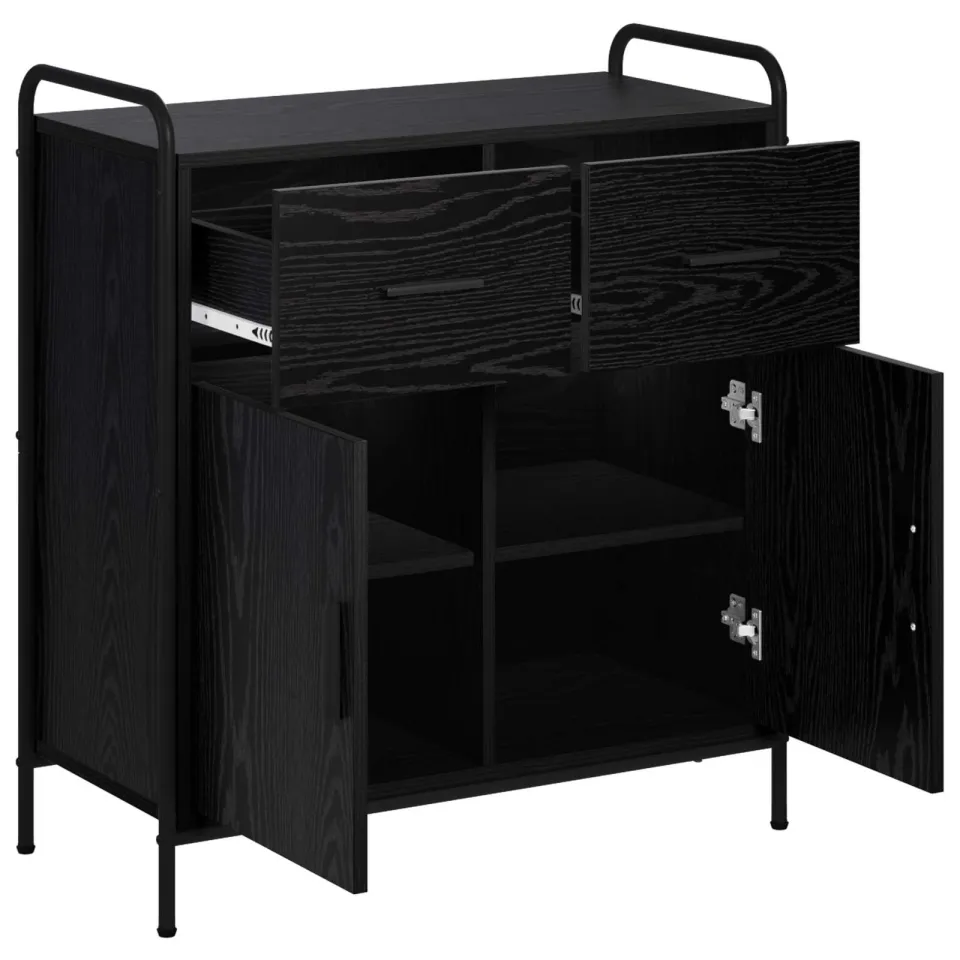 vidaXL Dressoir Zwart eiken 97 x 33 x 81 cm Bewerkt hout