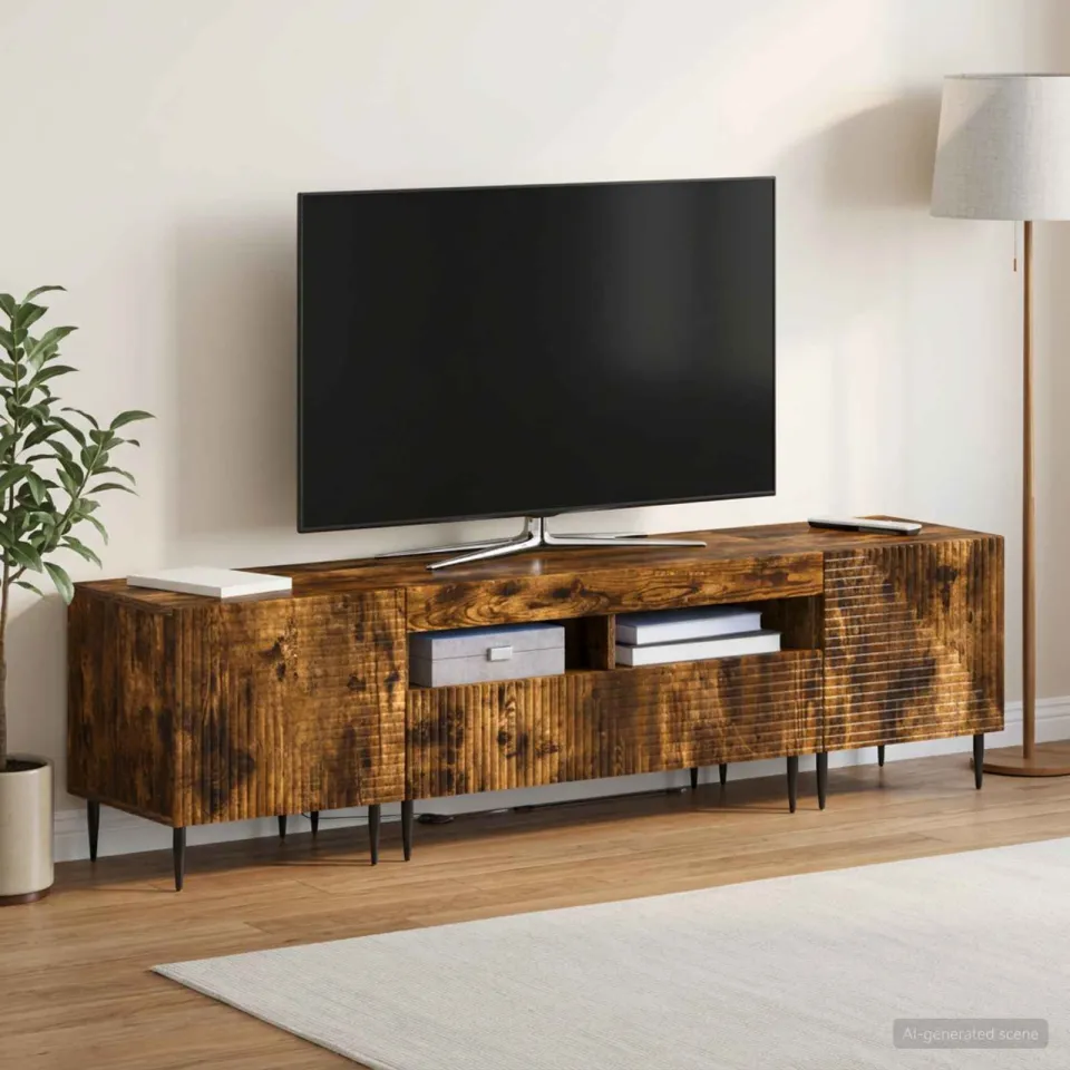 vidaXL 3-delige LED TV-kast Gerookt eiken Bewerkt hout, foto 3