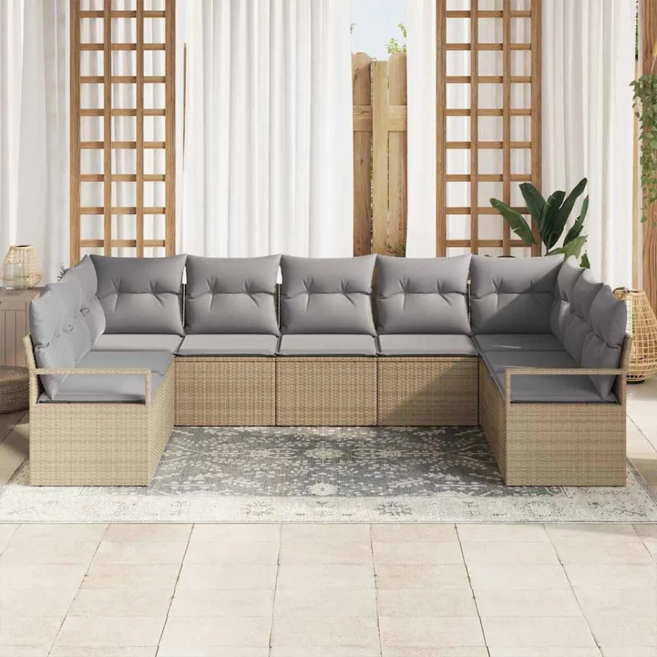 vidaXL Bankstel 7 st Beige poly rattan, foto 3