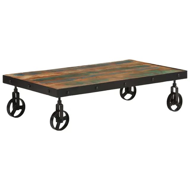 vidaXL Salontafel met wieltjes 100x55x26 cm massief gerecycled hout Bruin