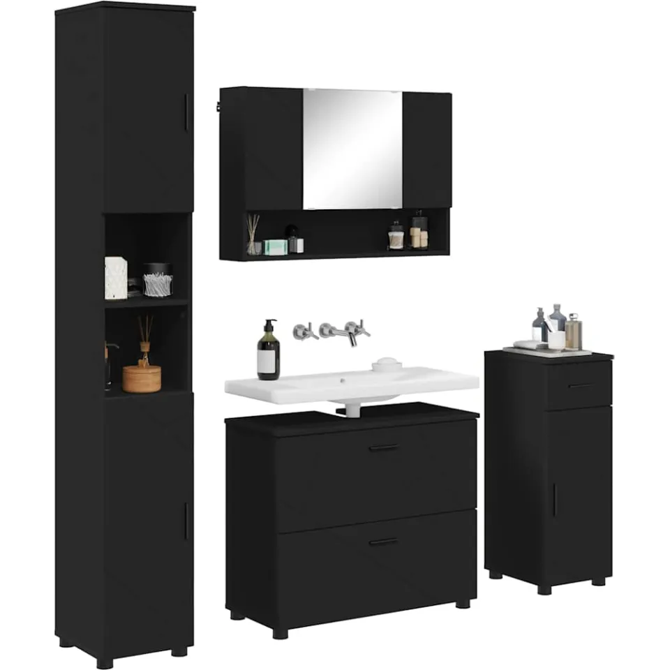 vidaXL Badkamermeubelset 4 st Zwart 35 x 30 x 192 cm