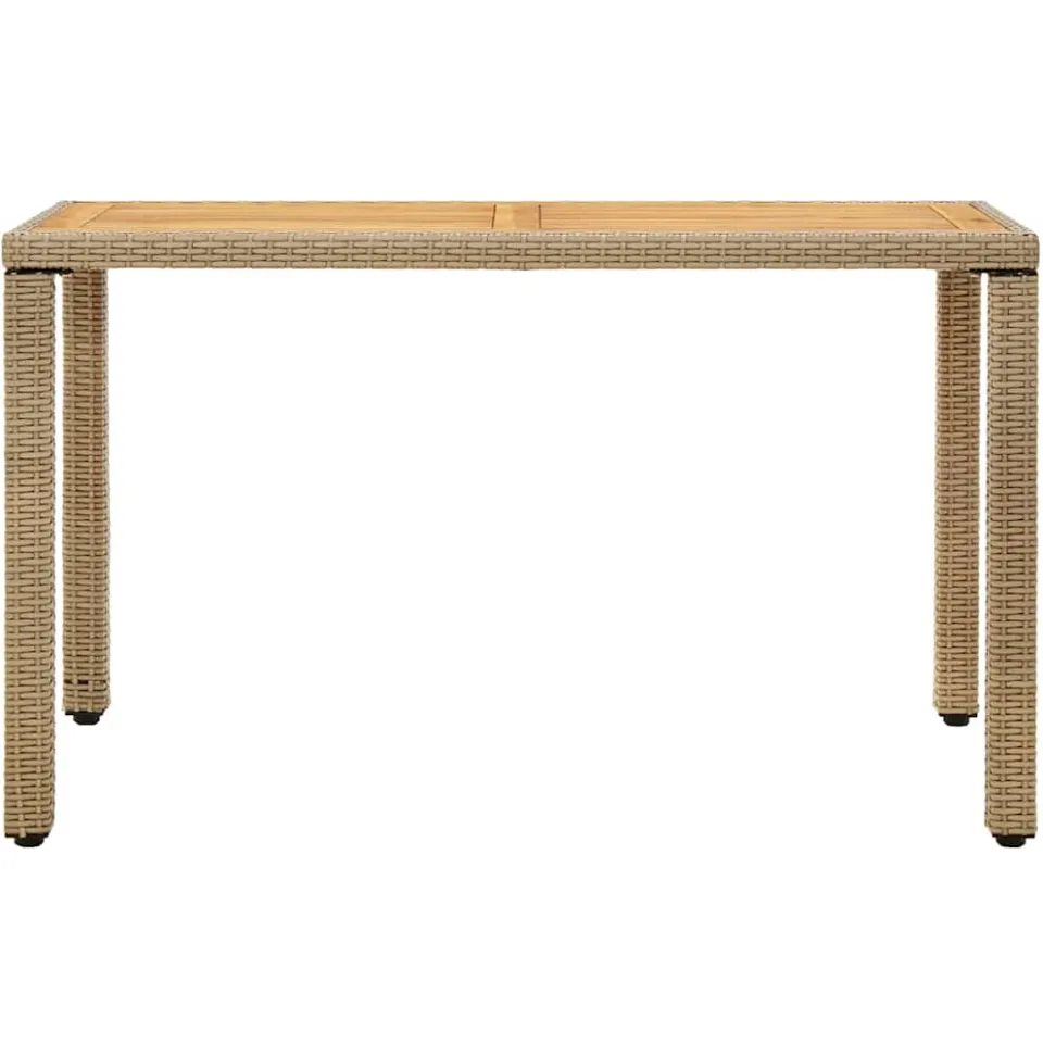 vidaXL Tuintafel 123x60x74 cm poly rattan en massief acaciahout beige