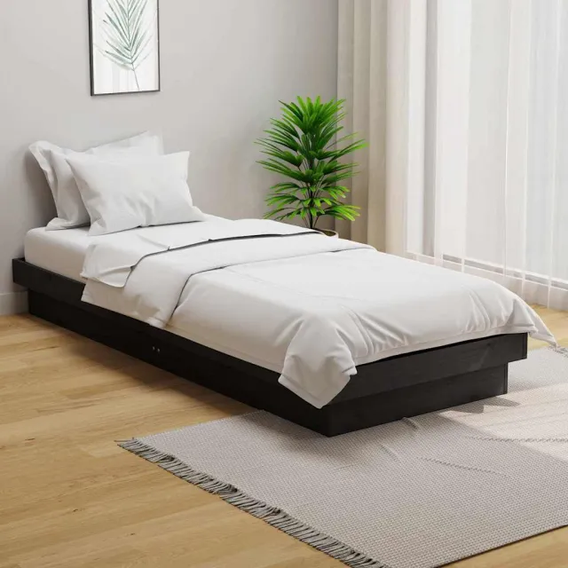 vidaXL Bedframe massief hout grijs 75x190 cm