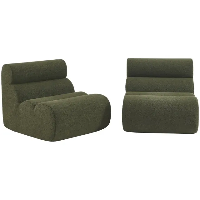 sweeek Set van 2 stoffen fauteuils getextureerde bouclé 1 zitplaats - nova Kaki