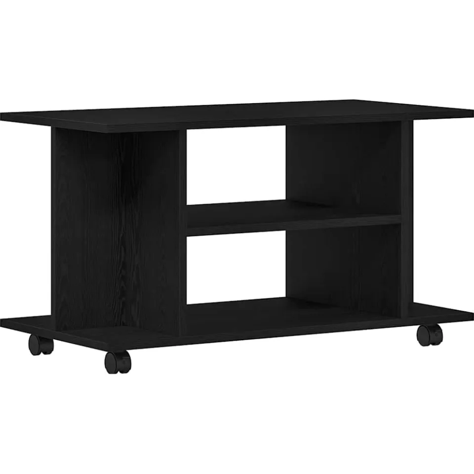 vidaXL TV-meubel met wielen Zwarte eik 80x40x45 cm Engineered Wood