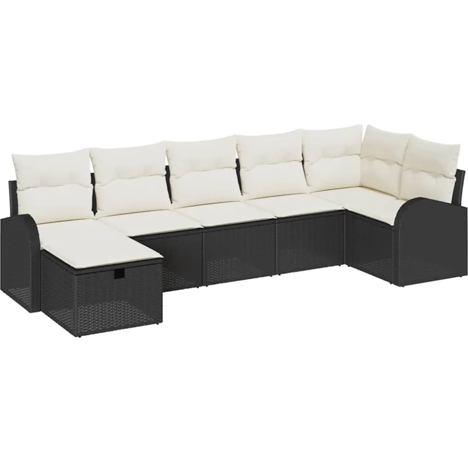 vidaXL Tuin Sofa Set 7 st Zwart poly rattan