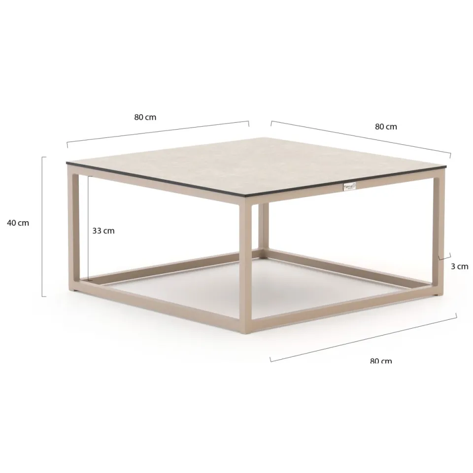 Tierra Outdoor Rio lounge tuintafel 80x80x40cm taupe, foto 3