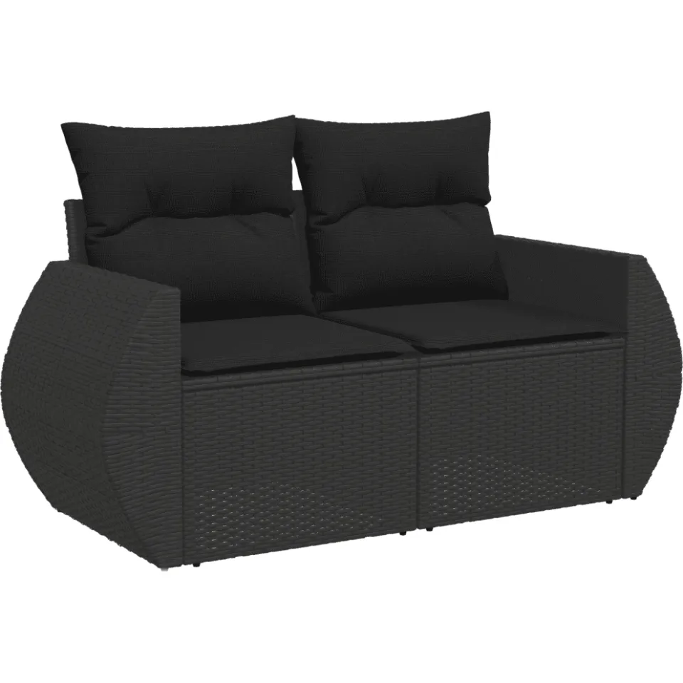 vidaXL 11-delige Loungeset met kussens poly rattan zwart, foto 4