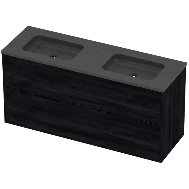 Proline Rollo Badmeubelset Hardsteen Elegant Dubbel 140x46x67 cm Blue Stone Black Oak Eiken