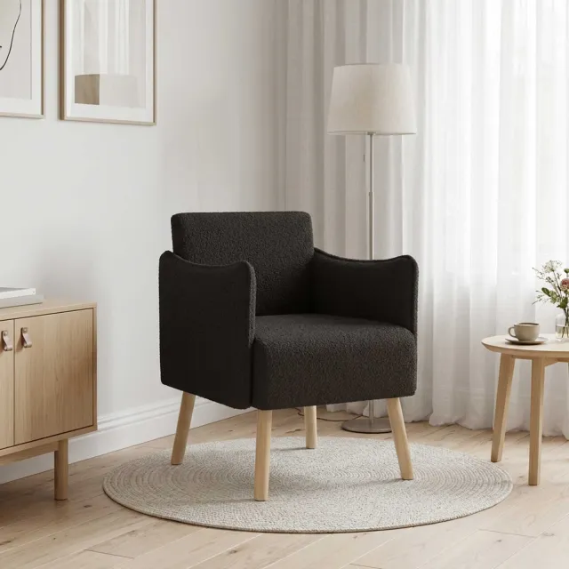 vidaXL Accentstoel Zwart Bouclé