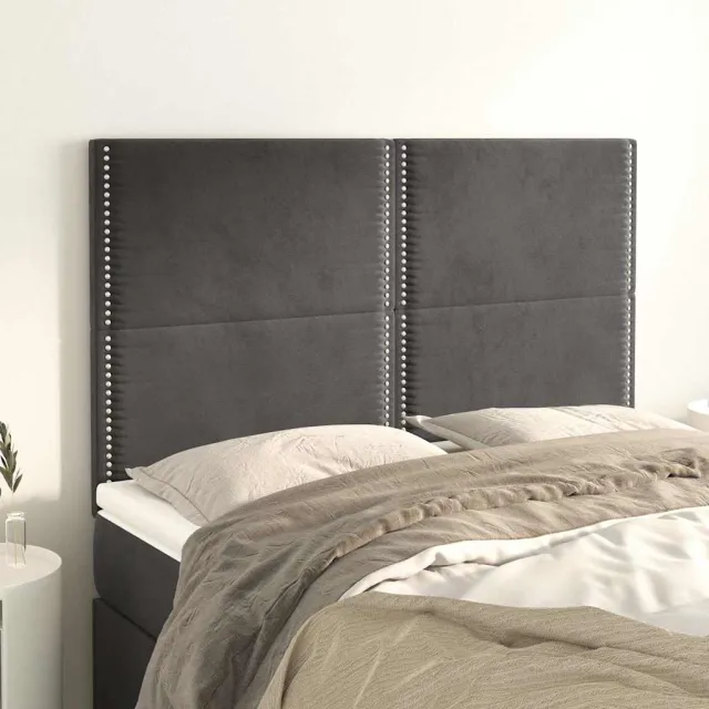 vidaXL Hoofdbord donkergrijs 144x5x118/128 cm Fluweel grijs