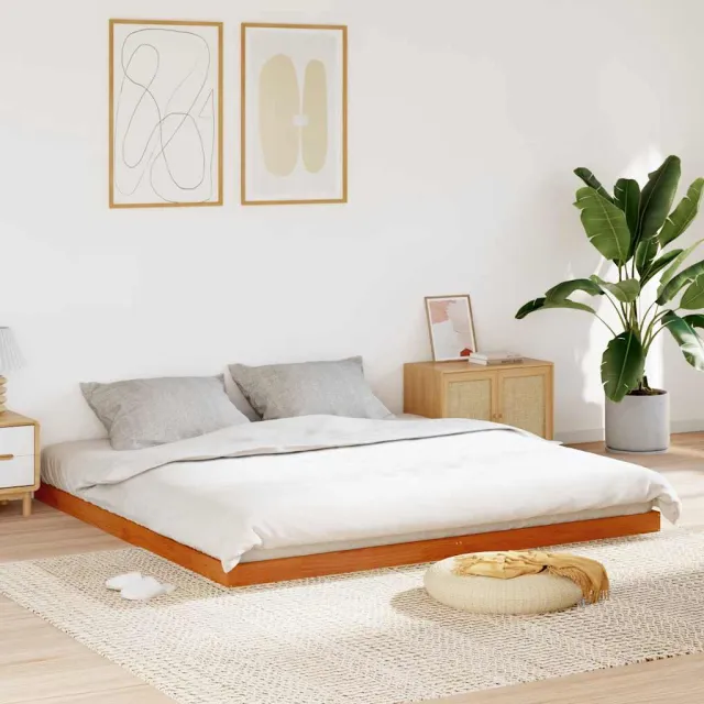 vidaXL Bedframe massief grenenhout wasbruin 200x200 cm