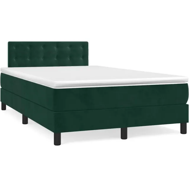 vidaXL Boxspring met matras fluweel donkergroen 120x190 cm groen