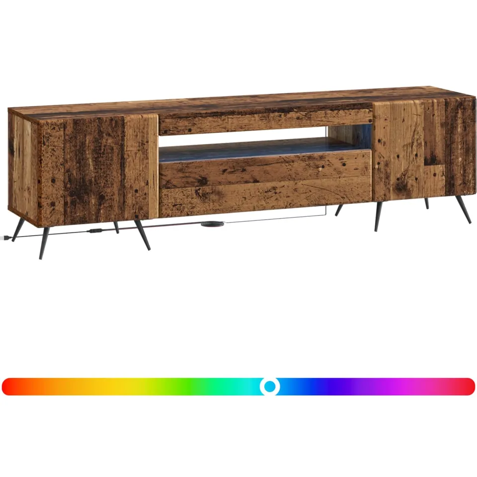 vidaXL LED tv-meubel Oud hout Bewerkt hout Bruin