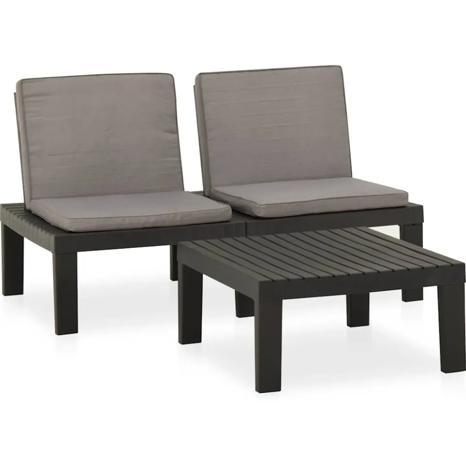 vidaXL 2-delige Loungeset met kussens kunststof grijs, foto 3