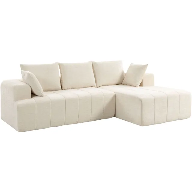 Homcom hoekbank - Chenille (100% polyester) - 256 x 158 x 85 cm - Beige
