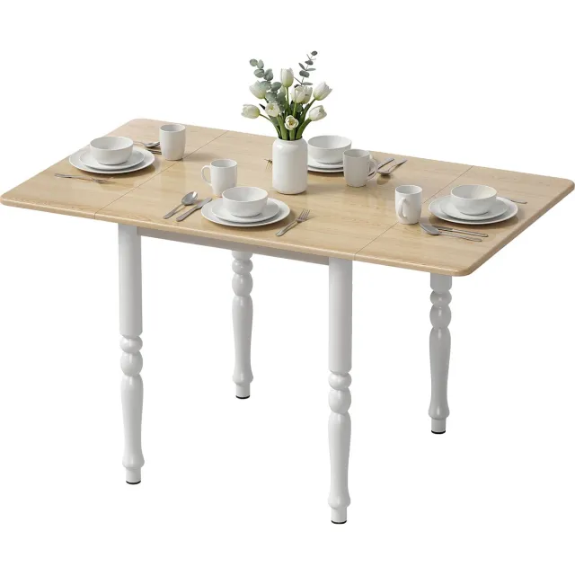 ECTEATOY Eettafel voor 2-6 Personen - Tafels Opvouwbaar - Houtlook Eettafel met Klapblad - Naturel - 134x80x75 cm
