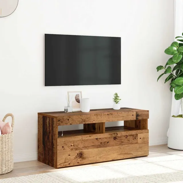 vidaXL Tv-meubel met LED 90x35x40 cm bewerkt hout oud hout bruin, foto 2