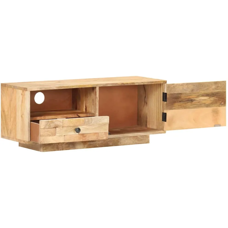 vidaXL Tv-meubel 90x30x35 cm massief mangohout wit, foto 2