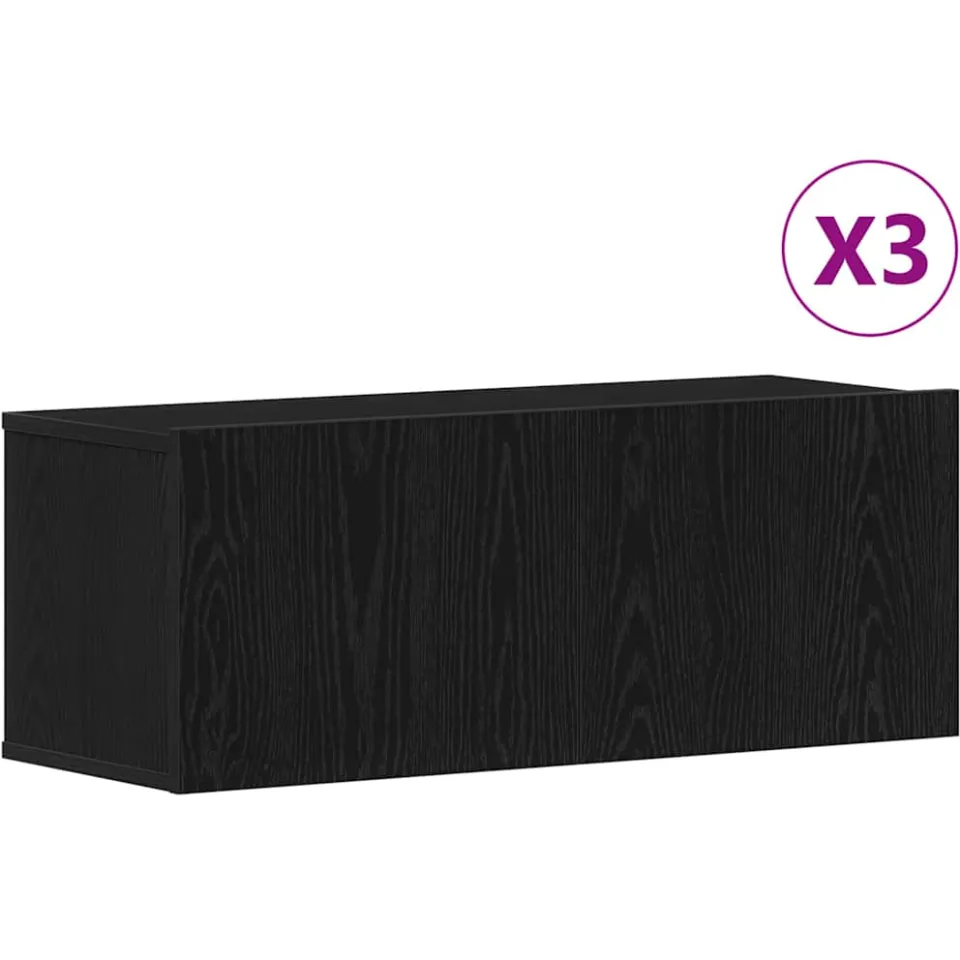 vidaXL Tv-meubelset 3 st 80 x 30 x 30 cm Zwart Eiken, foto 3
