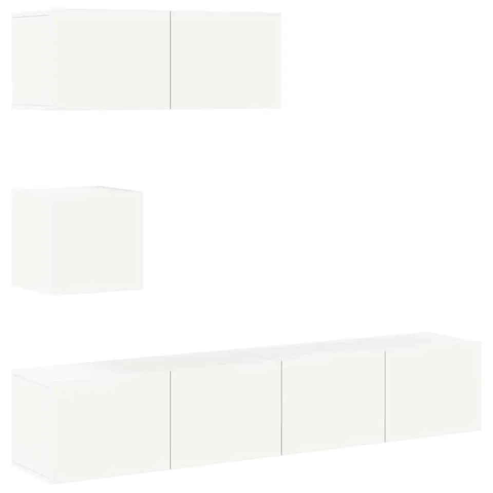 vidaXL 4-delige Tv-meubelset bewerkt hout wit
