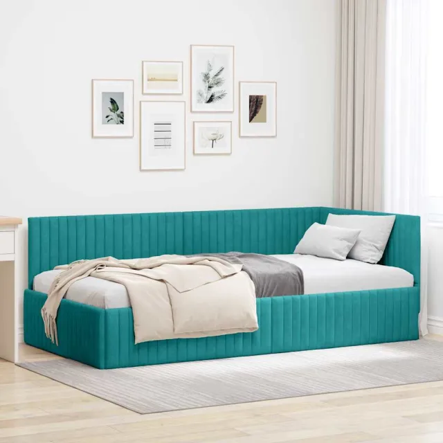 vidaXL Hoekbedframe Turquoise 100 x 200 cm fluweel