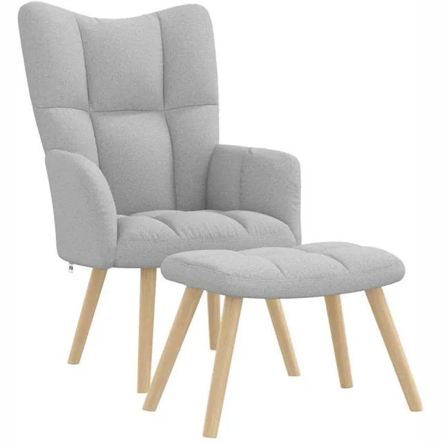 vidaXL Relaxstoel - met - voetenbank - stof - wolk - grijs wolk grijs