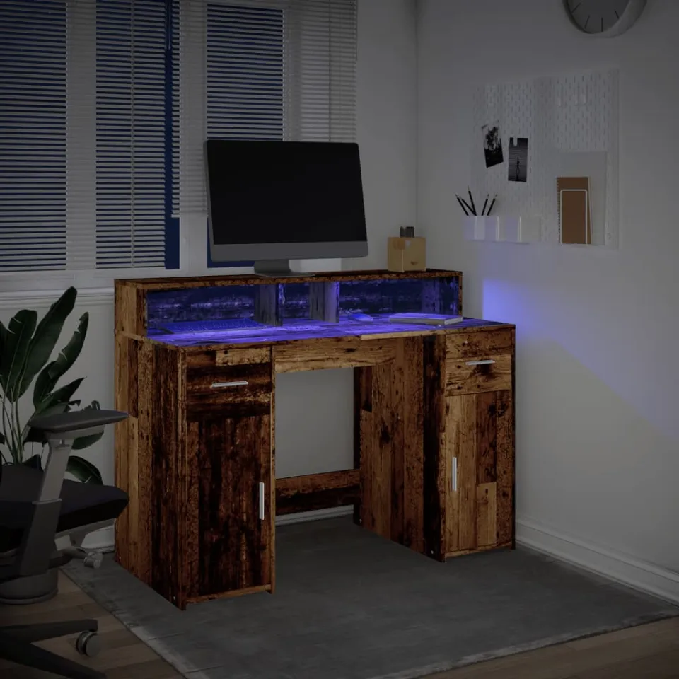 vidaXL Desk Oud hout 120 x 55 x 91 cm Engineered wood bruin, foto 4