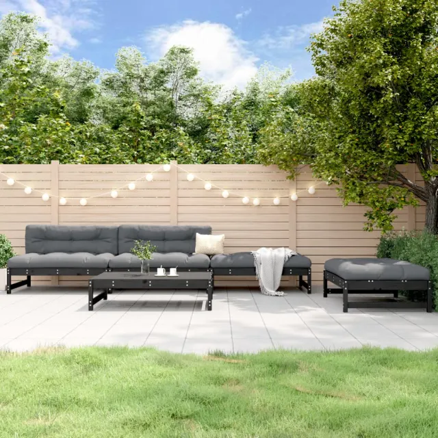 vidaXL 5-delige Loungeset massief grenenhout zwart, foto 2