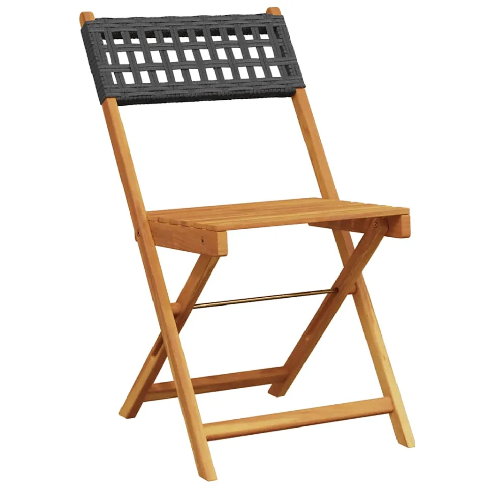 vidaXL 3-delige Bistroset poly rattan en massief hout zwart