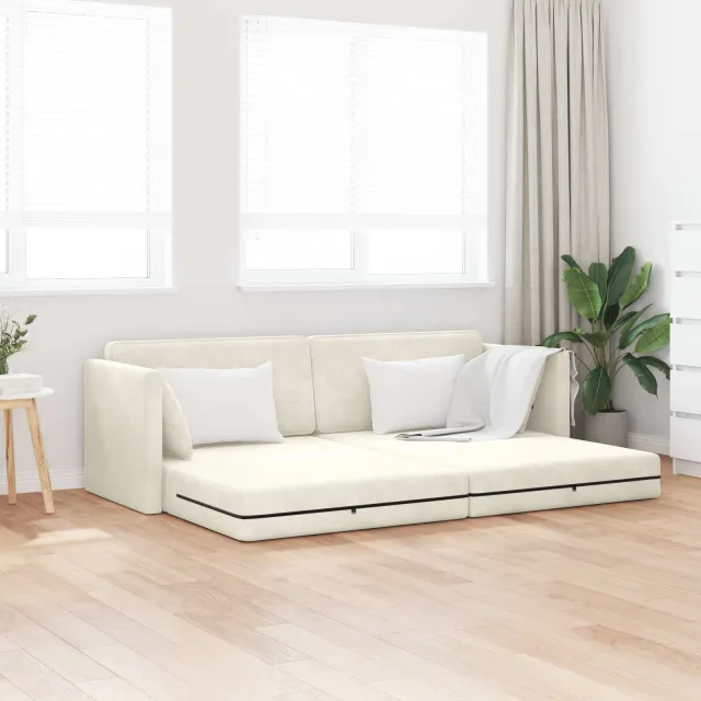 vidaXL Vloerslaapbank Crème 213 x 70 x 77 cm Fluweel