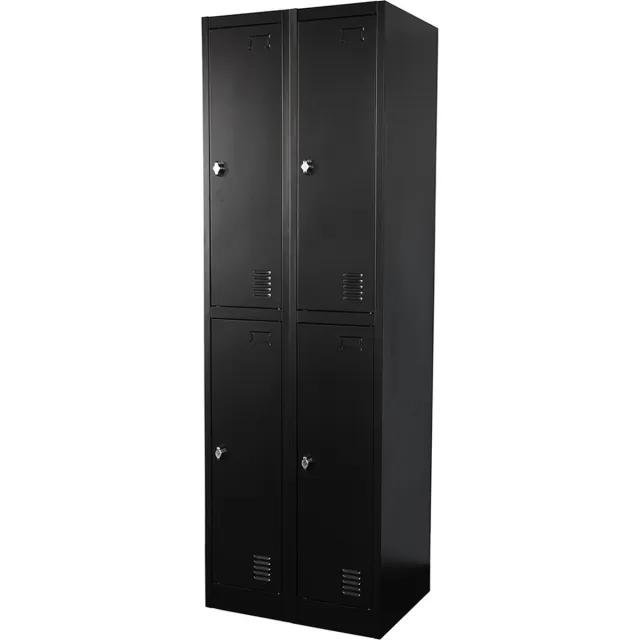 IVOL Metalen Lockerkast Zwart - 60x185x45 cm - 4 Deurs