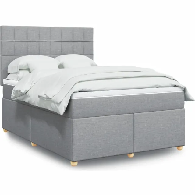vidaXL Boxspring met matras stof lichtgrijs 140x190 cm grijs