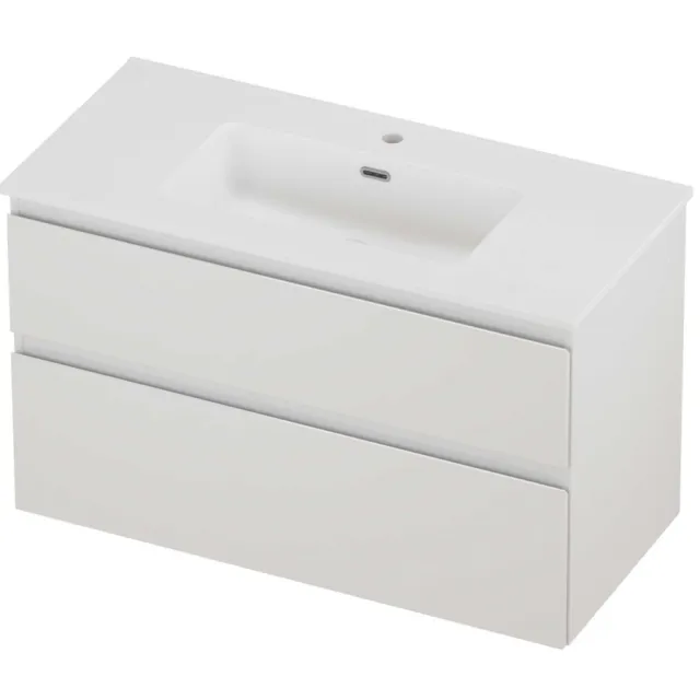 Proline Tribute Badmeubelset Porselein Elegant 1 Kraangat 100x46x62 cm Mat White Glans Wit