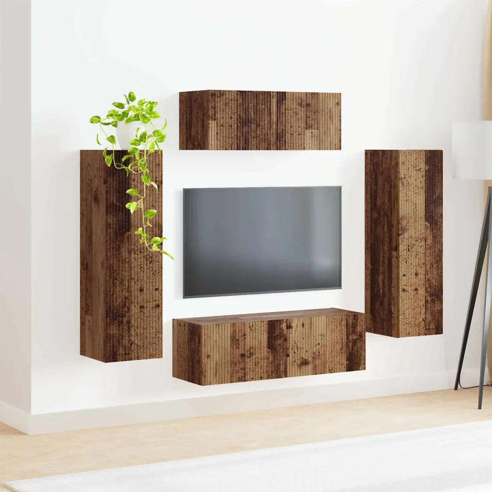 vidaXL Tv-meubelset 3 st 30 x 31 x 100 cm Oudhout bruin, foto 4