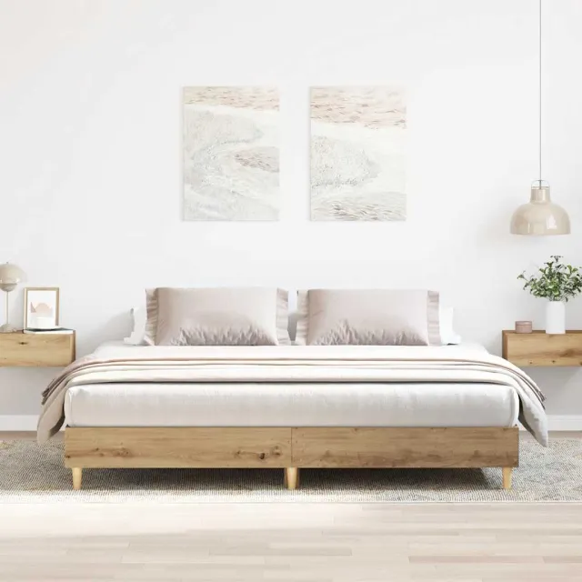 vidaXL Bedframe zonder matras spaanplaat artisanaal eikenkleurig Bruin