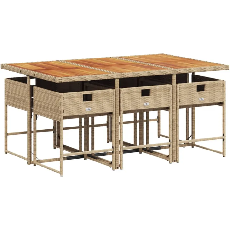 vidaXL 7-delige Tuinset met kussens poly rattan beige, foto 4