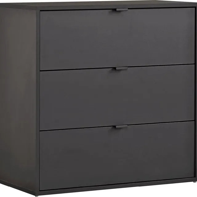 mokebo commode 'Die Stilvolle' (80x73x40cm) sideboard, voor slaapkamer, hal & kinderkamer met 3 houten lades in antraciet zwart