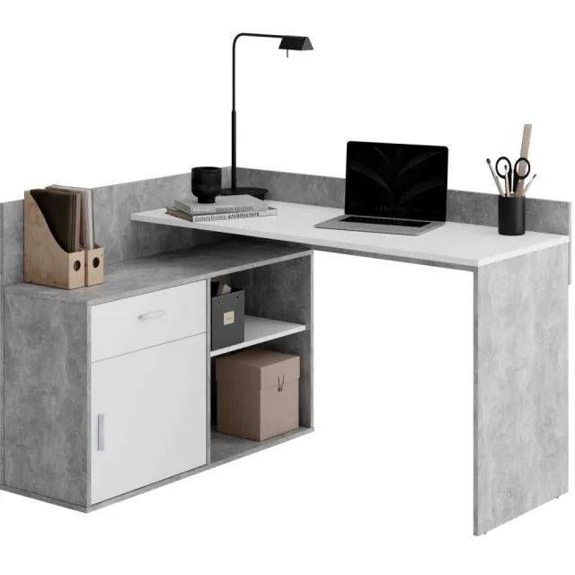 Bureau Samuel Beton Grijs | Wit